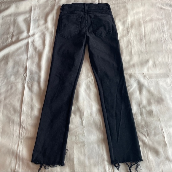 MOTHER- The Rascal Ankle Fray in Black Pitch Straight Leg Jeans Mid Rise Size 24 - Picture 6 of 11